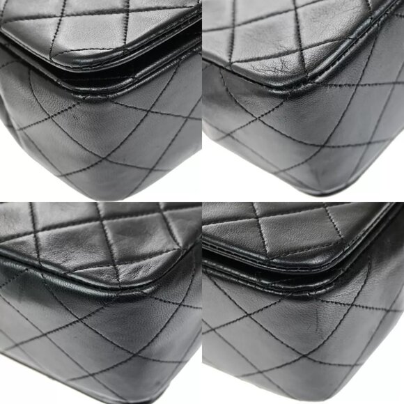 CHANEL CC Logo Matelasse 23 Full Flap Chain Shoulder Bag Leather Black GHW Franc - Picture 12 of 15